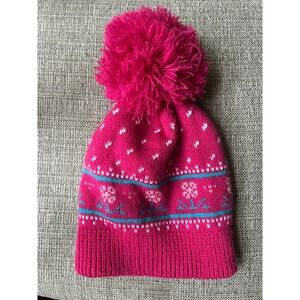 Vintage‎ Wigwam Women's Ski Hat Pom Knit Cap Beanie USA Pink Turquoise